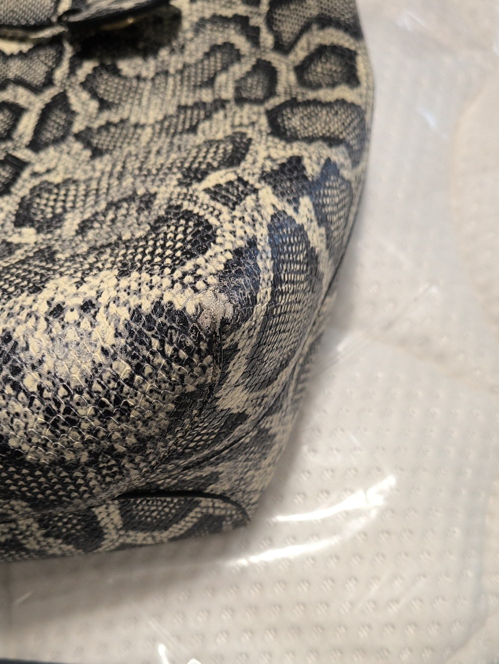 Kurt Geiger Black & Cream Snake-Print Tote - Picture 5 of 9